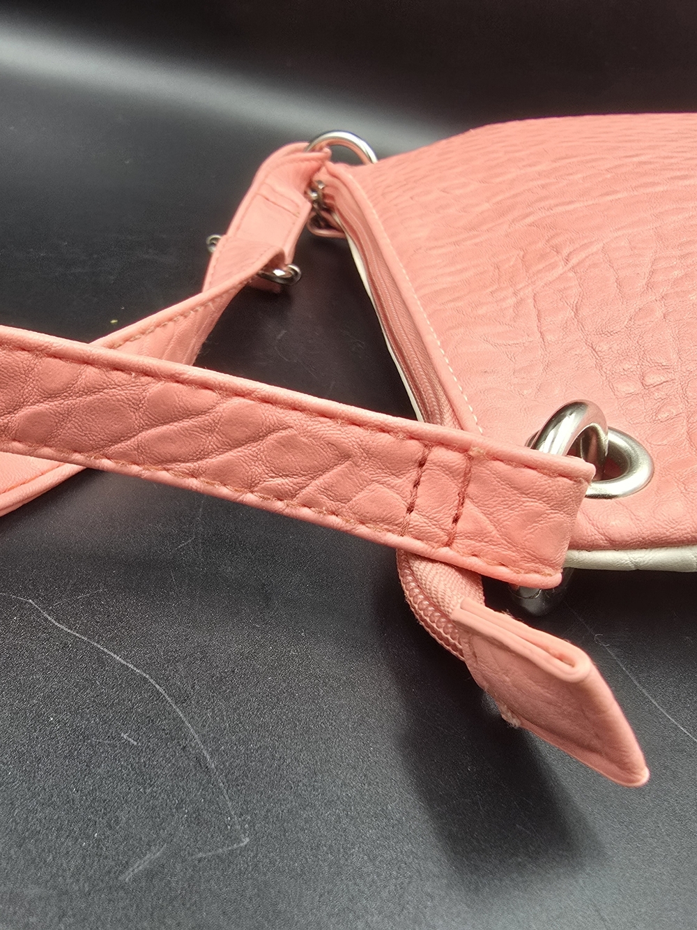 Rosetti Tricolor Pebbled Crossbody - Coral, Blush & Cream - Picture 7 of 14